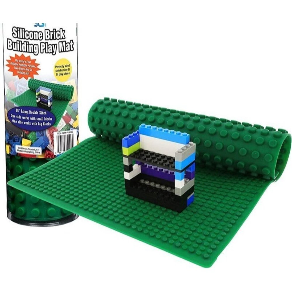 SCS Direct Silicone Brick Building Play Mat 2 Sided 16" Long Rollable Portable